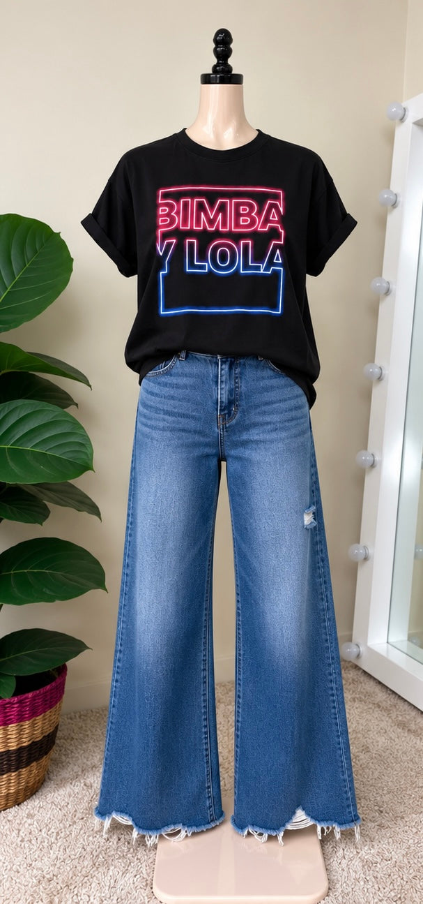 Playera Negra Bimba y Lola con Estampado