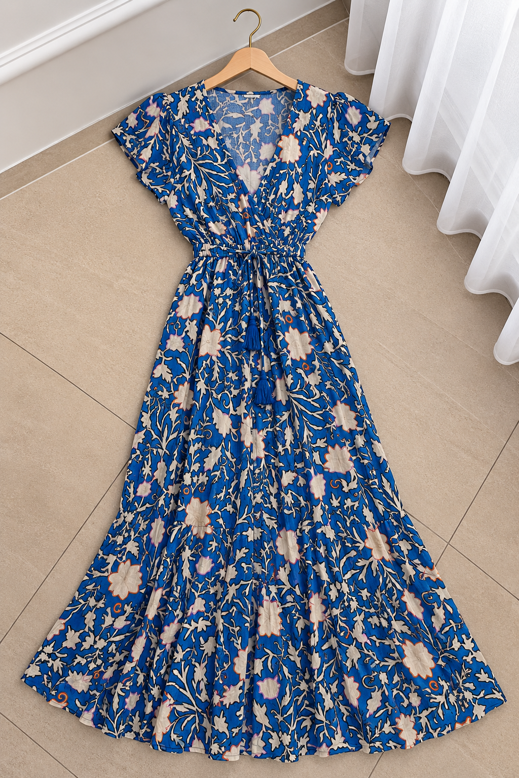 Vestido azul estampado