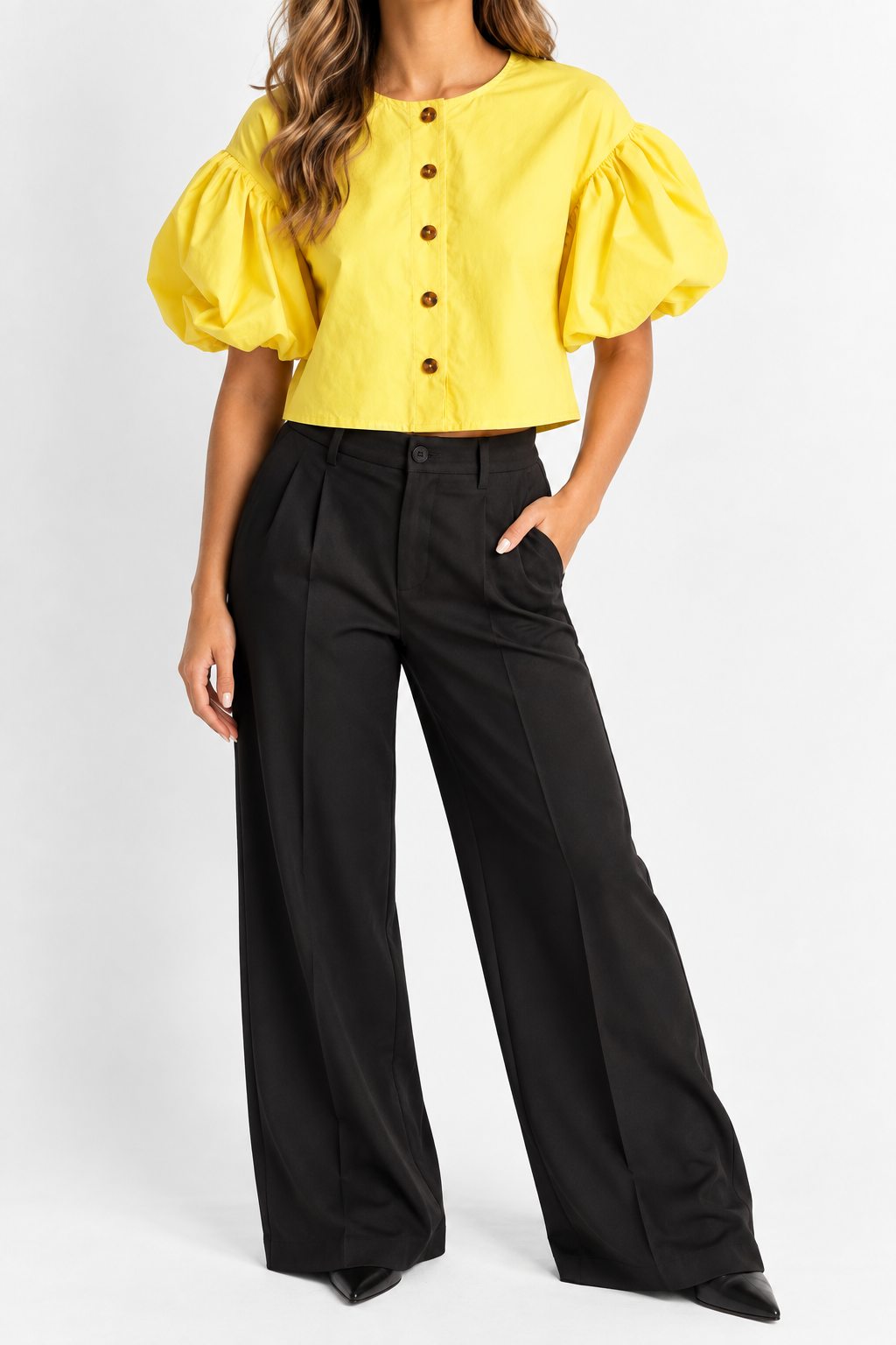 Blusa Amarilla con Manga Globo