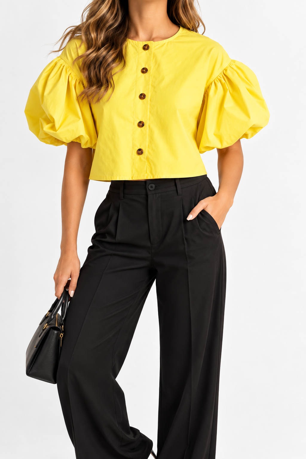 Blusa Amarilla con Manga Globo