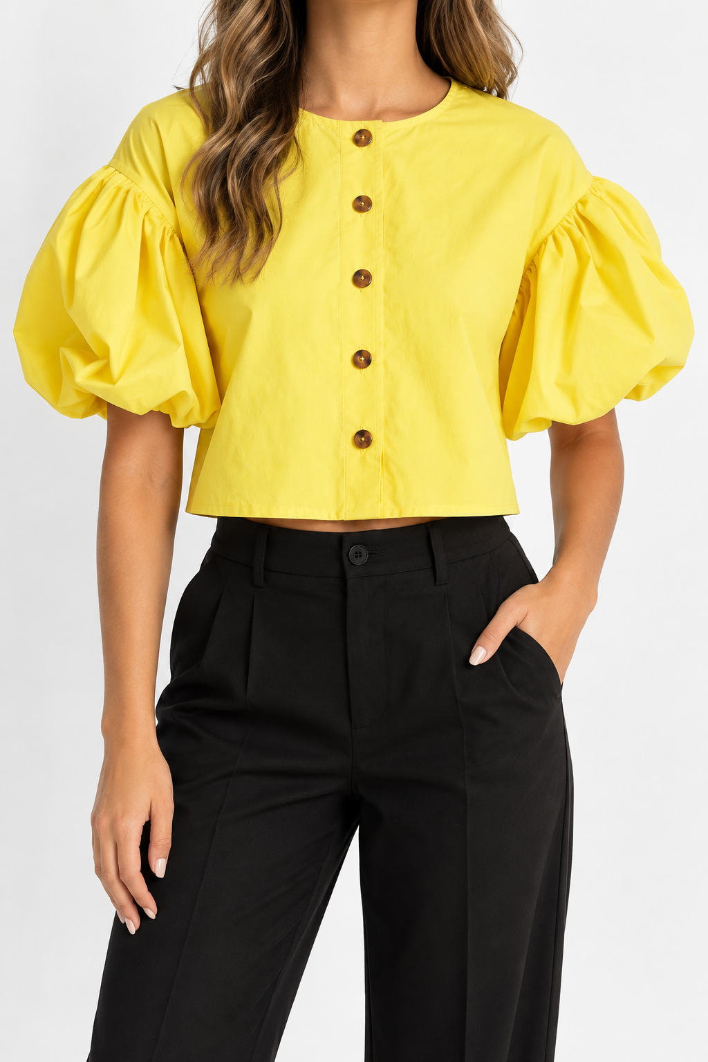 Blusa Amarilla con Manga Globo
