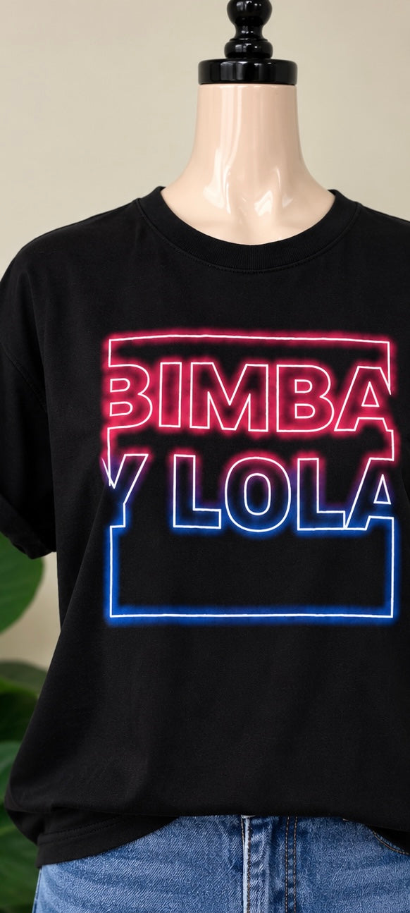 Playera Negra Bimba y Lola con Estampado