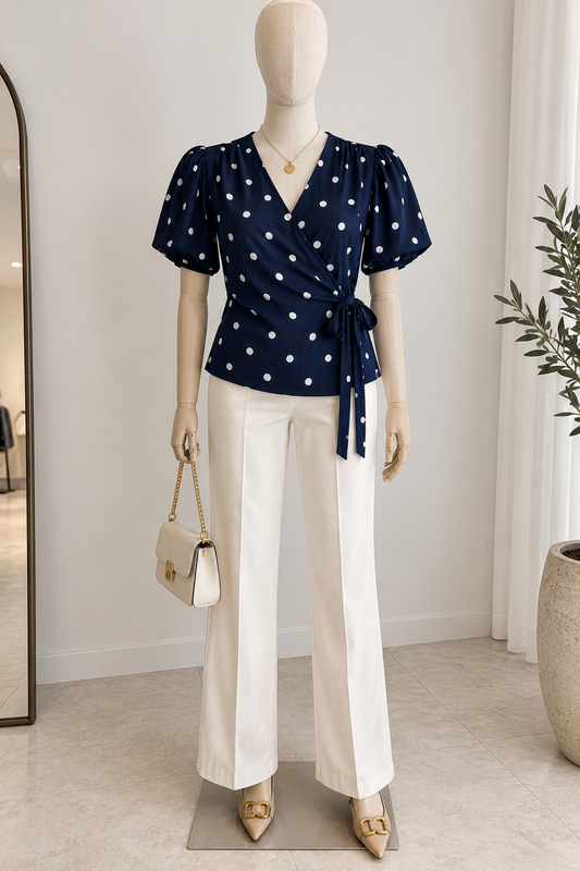 Blusa Azul Marino de Lunares