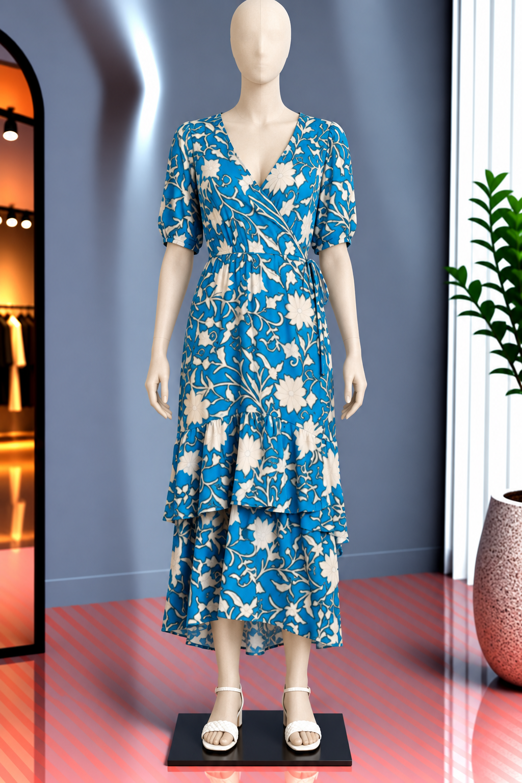 Vestido azul estampado