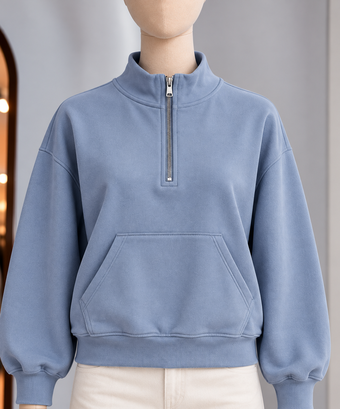 Sudadera Azul Cielo con Cierre