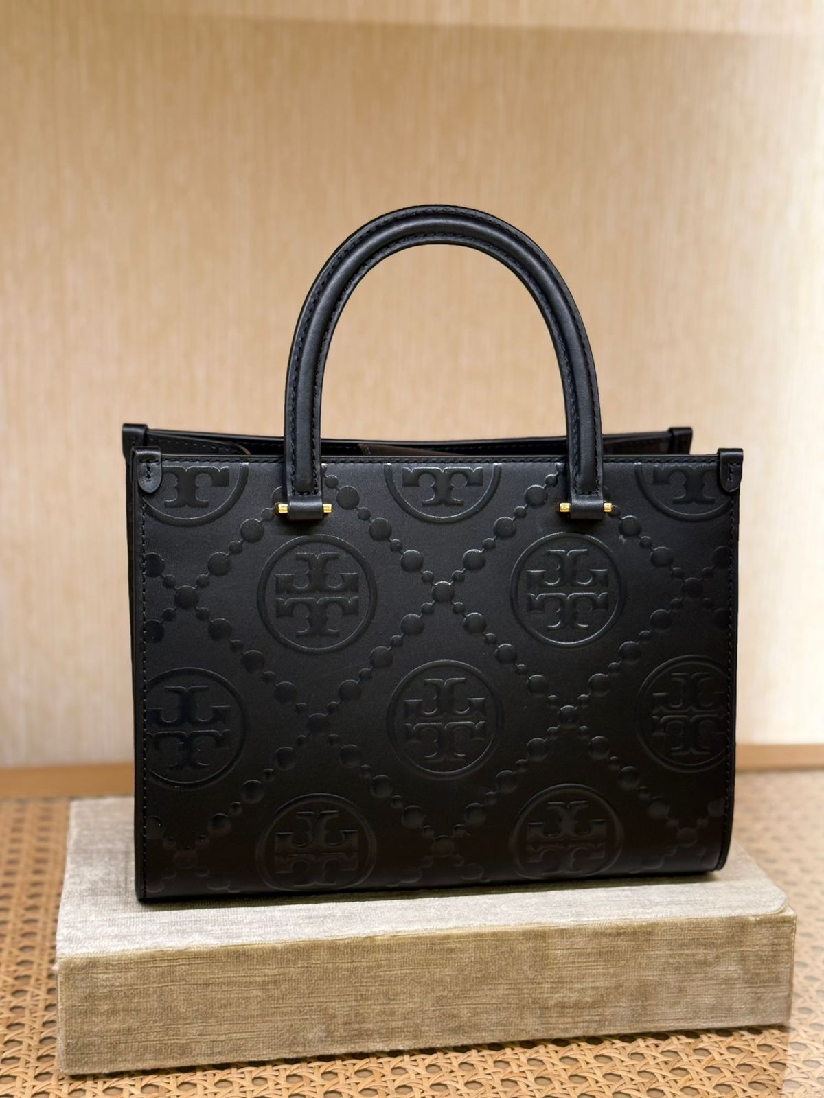 Tory T Monogram Top-Handle Embossed Tote